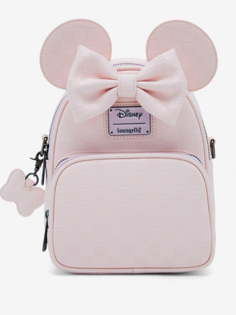 Loungefly Pink Minnie Mouse Mini Checkered Texture Backpack Crossbody Purse - Picture 15 of 15